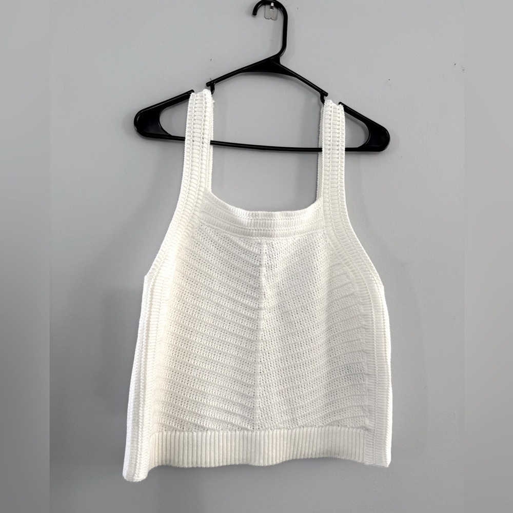 Banana Republic Sweater Knit Tank Top Cotton Ivory White Cream Size M